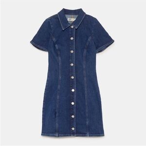 Zara Blue Denim Button-Up Dress